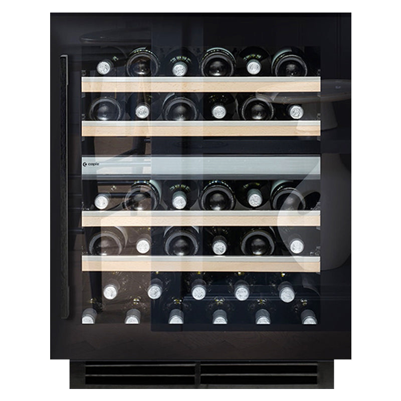 Caple Undercounter Dual Zone Wine Fridge Black Glass Wi6155BG - Caple - The Huffle Company